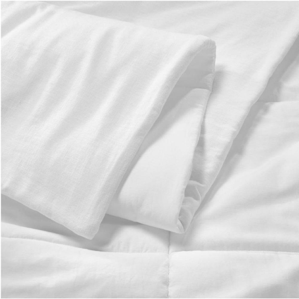 NWT Full/Queen Heavyweight Linen Blend Comforter & Sham Set White - Picture 5 of 6